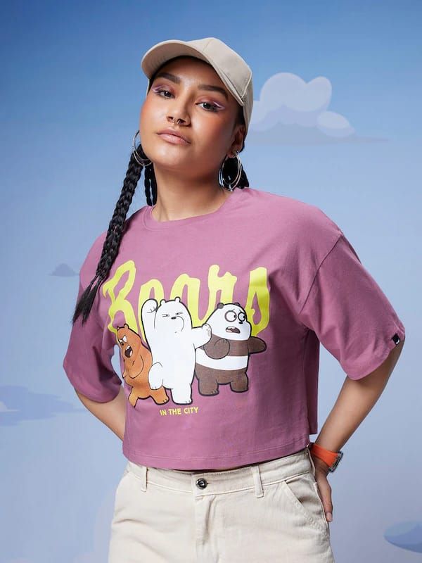 Check this out Bewakoof We Bare Bears Printed Pure Cotton Crop Top